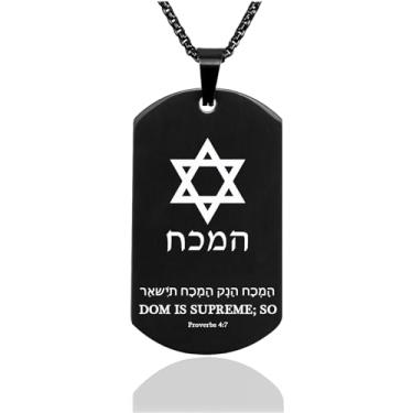 Imagem de DOMYUHAO Colar de árvore da vida com a estrela de Davi gravada para mulheres e homens - pingente de vida hebraica versículo religioso da Bíblia - lembrança de Jerusalém judaica, presente de Sião, One