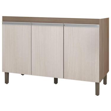 Imagem de Balcão Gabinete 119cm 3 Portas com Tampo Karen Malbec/Avelã - SSX Multicoisas