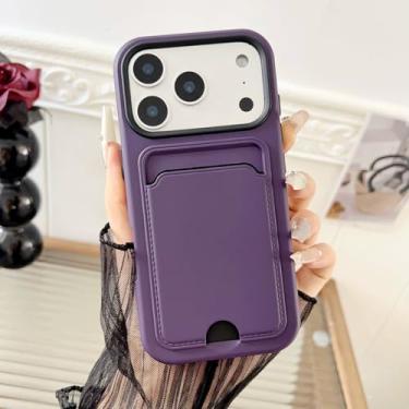 Imagem de HTVJFXCapa para iPhone 16e com compartimento para cartão, bolso para dinheiro, forro interno em microfibra e revestimento macio em TPU (para iPhone 16e/J)