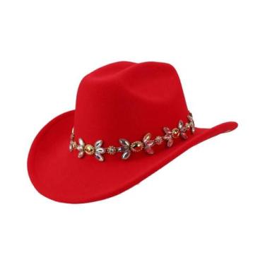 Imagem de Chapéu De Cowboy Casual Feminino Decorado Com Corrente Dourada Respirá