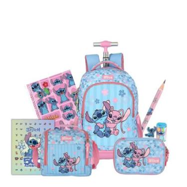 Imagem de Kit Mochila Stitch e Angel Rodinhas Lancheira E Estojo Box - Luxcel, R