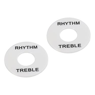 Imagem de Generic Anel de agudos com interruptor de guitarra branco com letra preta para guitarra elétrica, 2 peças
