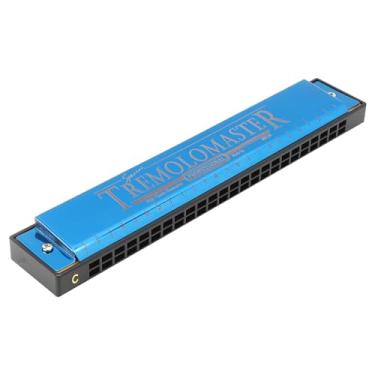 Imagem de KIMISS Boca Profissional Gaita Diatônica H C Chave 24 Furos Para-design Elegante Preto Fosco para Iniciantes (Azul)