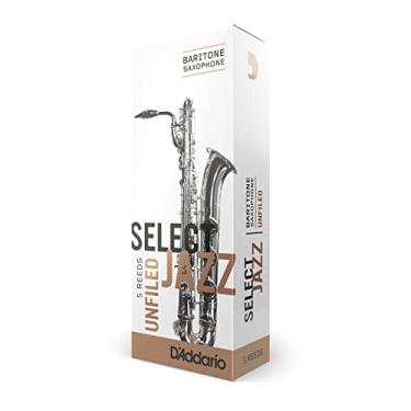 Imagem de Palhetas de saxofone barítono D'Addario Select Jazz, não arquivadas, força 3, macia, pacote com 5