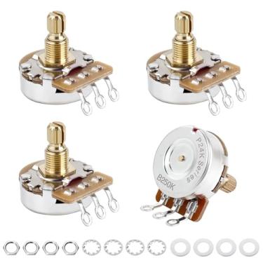 Imagem de Banworks Potenciômetros de latão B250K M8 Thread tamanho completo para guitarras métricas, eixo curto dividido de 18 estrias (comprimento de 15 mm) para Epiphone Les Paul LP/SG Squier Strat/Tele