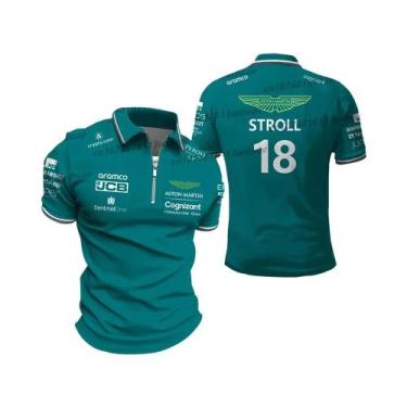 Imagem de Camisa Polo Com Zíper Unissex Da Equipe De Corrida Aston Martin Fernan