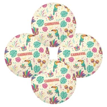Imagem de Wassud Jogo americano conjunto de 4 tapetes de mesa redondos para cozinha e jantar tapetes laváveis resistentes ao calor para decoração de mesa 39 cm