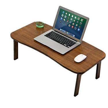 Imagem de Mesa de computador grande bandeja multifuncional para laptop mesa de laptop bandeja de cama dobrável suporte de leitura fácil de mover eficiência (marrom 38 x 80 x 26 cm)