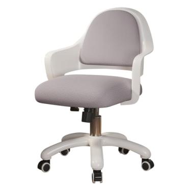 Imagem de AkosOL Cadeira giratória para quarto de estudo com altura ajustável, cadeira de escritório de malha para casa, cadeiras de maquiagem, cadeira executiva com função de inclinação, cinza/B