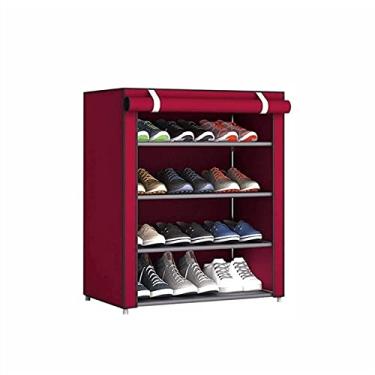 Imagem de Sapateira, prateleira de sapato de várias camadas fácil de montar, prateleira organizadora de sapatos para casa, suporte de sapatos de tecido não tecido à prova de poeira, perfeito para banco de