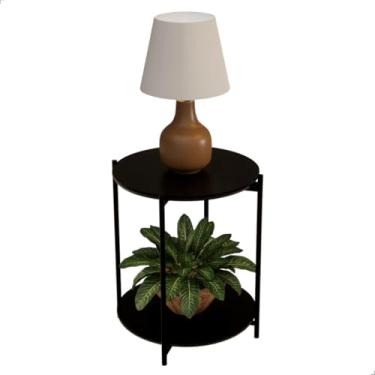 Imagem de Mesa dobrável de centro, tampo com dobradiça dupla, estrutura compacta(preto)