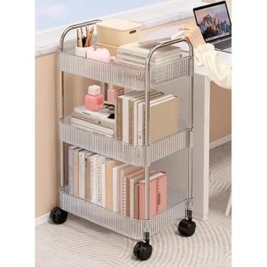 Imagem de Estante Carrinho 4 Prateleiras com Rodinhas – Organizador Multiuso para Cozinha, Banheiro, Quarto e Armazenamento de Objetos(Três camadas: 32x20,8x64cm)