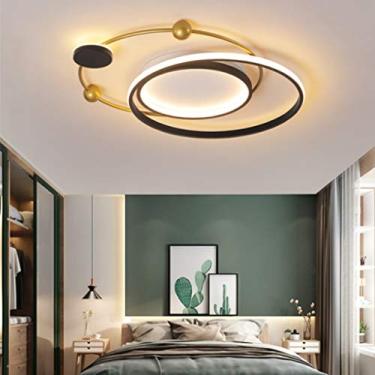 Imagem de Luminária de teto LED com design circular, em alumínio, com controle remoto e dimerizável, temperatura de cor de 3000 a 6000K, cúpula em acrílico e estrutura em ferro, ideal para sala de jan