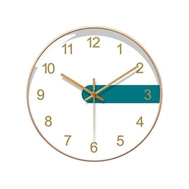Imagem de Relógio de parede redondo nórdico simples de 25 cm/30 cm/35 cm, decoração de quarto, relógio de quartzo silencioso com gancho (12 polegadas)