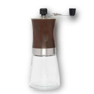 Imagem de Moedor de Café Manual em Aço Inox e Vidro – Manivela Suave. Café Fresco a Qualquer Hora Para Casa e Escritório com Lâminas de Cerâmica e Ajuste de Moagem