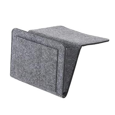 Imagem de Organizador de armazenamento cabeceira Caddy Suporte cama Bolsos sofá Bolso feltro Forte Fácil instalar Casa Escritório Quarto Sala estar Limpo Costura Boa forma Revista Livro Tablet Controle remoto C