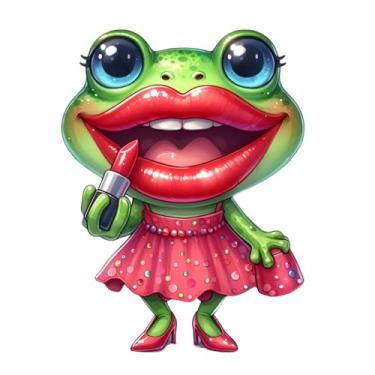 Imagem de Adesivos fofos de sapo – adesivos fofos de carro, adesivos de para-choque, decalques de vinil, desenho animado à prova d'água para SUV, caminhão, janelas, crianças e amantes de sapos, pacote com 2