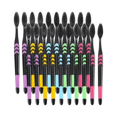 Imagem de Escova De Dentes Manual De Carvão De Bambu Com Cerdas Ultrafinas Preta