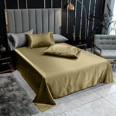 Imagem de Lençol Superior Casal Padrão Com 2 Fronhas Cetim Seda Cobre - Confecco