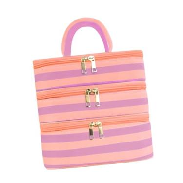 Imagem de KiBcsLic Nécessaire de viagem feminina, bolsa de maquiagem à água, organizador de cosméticos para viagens, conjunto de pincéis para mulheres e, Violeta Laranja
