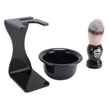Imagem de Semme Conjunto de Escova de Barba Masculina, Kit de Limpeza 3 Em 1 Com Tigela para Espuma de Viagem e Escova de Nylon, para Cuidados Faciais e Barbear