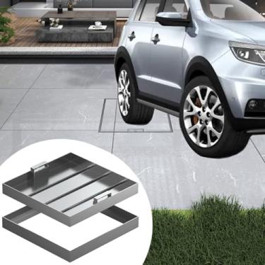 Imagem de 13 15 17 19 21 23 25 27 29 31 33 35 39 41 polegadas Tampa de inspeção tampas de bueiro, capas de esgoto invisíveis para pátios garagem, cobertura de drenagem externa capas de esgoto (20 pol. x 20 pol