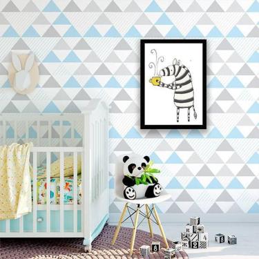 Imagem de Quadro Decorativo Zebrinha Café 34x23cm - Moldura Branca