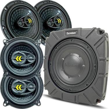 Imagem de Kit 4 Alto Falante 5 e 6 Pol Triaxial Revo6 140W + Subwoofer 200W Slim