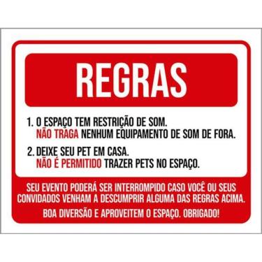 Imagem de Kit 3 Placas Regras Restrição De Som Pet Em Casa Evento