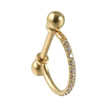 Imagem de Brinco De Argola Em Titânio Banhado a Ouro 18K Com Micro Zircônias, Jo