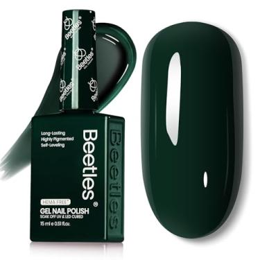 Imagem de Esmalte de gel verde Beetles 14,5 g Esmalte de gel verde floresta escuro cor Hema livre de imersão UV lâmpada de unhas salão de manicure DIY design de arte decoração em casa presente para mulheres