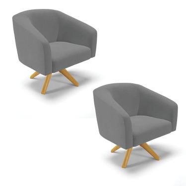 Imagem de Kit 02 Poltronas Giratória Stella Linho A26 Grafite