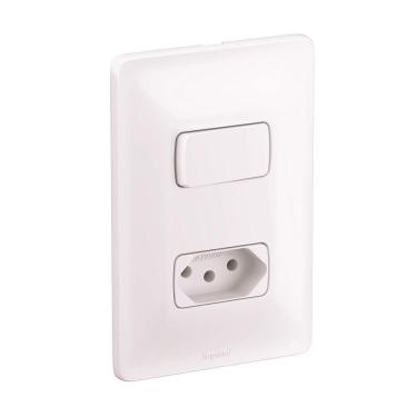 Imagem de Interruptor Simples + Tomada 2p + T 10a 250 Volts 4x2 Zeffia - 680112 - Pial Inter.simples+tomada 2p+t 10a 250v 4x2