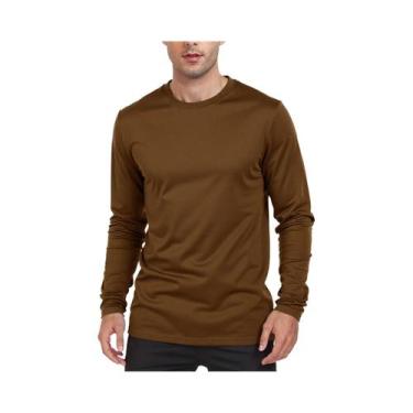 Imagem de Camisetas Masculinas De Manga Comprida, Cor Sólida, Casuais, Primavera