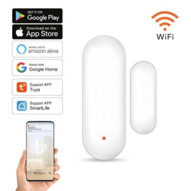 Imagem de Sensor De Porta WiFi Inteligente, Controle Pelo App Tuya Smartlife, Co