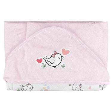 Imagem de Toalha de Plush para Bebê Capuz de Canto 68cm x 68cm Bublim, Passarinh