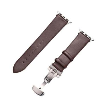 Imagem de Pulseira De Couro Ultrafina Para Apple Watch 1-10 Ultra SE 2 Com Fecho