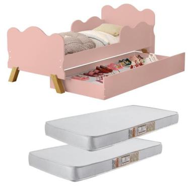 Imagem de Cama Infantil Bicama com Sapateira ou cama Auxiliar Angel em MDF com p