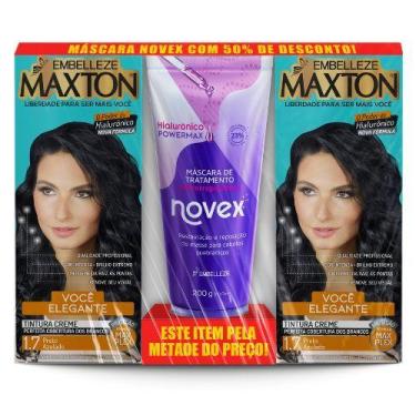 Imagem de Embelleze kit 2 tinta maxton 1.7 preto azulado + 1 mascara 200g hialur