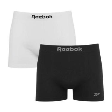 Imagem de Kit 2 Cuecas Boxer Reebok Sem Costura Masculina - Branco e Preto P, Br