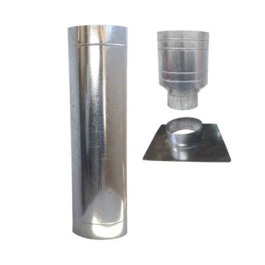 Imagem de Kit Chaminé Tubo 1m 7 Pol Galvanizado Canhão Adaptador - INOX LAURINDO