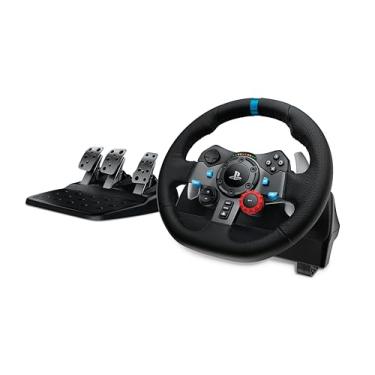 Imagem de Logitech G Volante de corrida e pedais de chão 29 Driving Force, feedback de força real, câmbio de aço inoxidável, capa de volante de couro para PS5, PS4, PC, Mac - Preto