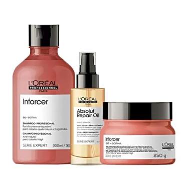 Imagem de Kit Loréal Inforcer Shampoo 300ml+ Máscara 250g+ Óleo 90ml - Loréal Pr