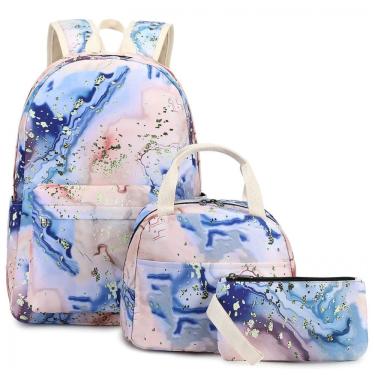 Imagem de Mochila escolar Bluboon juvenil feminina laranja, conjunto 3 peças com lancheira térmica e estojo, para notebook 35,5 cm