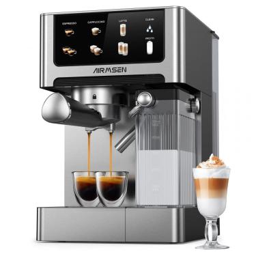 Imagem de Cafeteira Espresso AIRMSEN Prata 1,8L 20 Bar com Espumador Automático Dual Boiler Touchscreen 2350W 110V