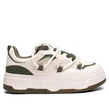 Imagem de Tênis Feminino Via Marte Cadarço Duplo Off White/Verde, Off white, 39