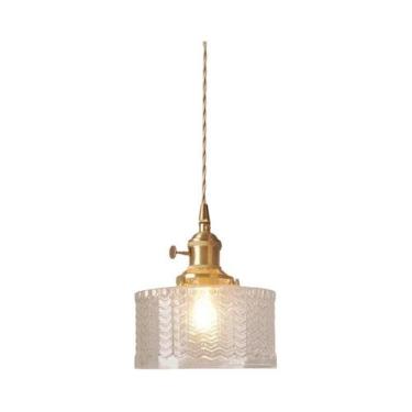 Imagem de Luminária Pendente LED Vintage Verde De Vidro Com Interruptor, Cobre, 