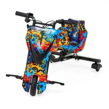 Imagem de Patinete Elétrico Triciclo Infantil Drift 350w 36v - Azul Car, Grafiti