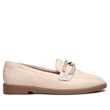 Imagem de Mocassim Feminino Beira Rio Napa Turim Creme/Dourado, Creme, 38
