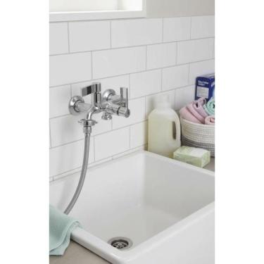 Imagem de Torneira Dupla Metal Cromada 1/4 Volta Lavanderia Tanque - Congratulat